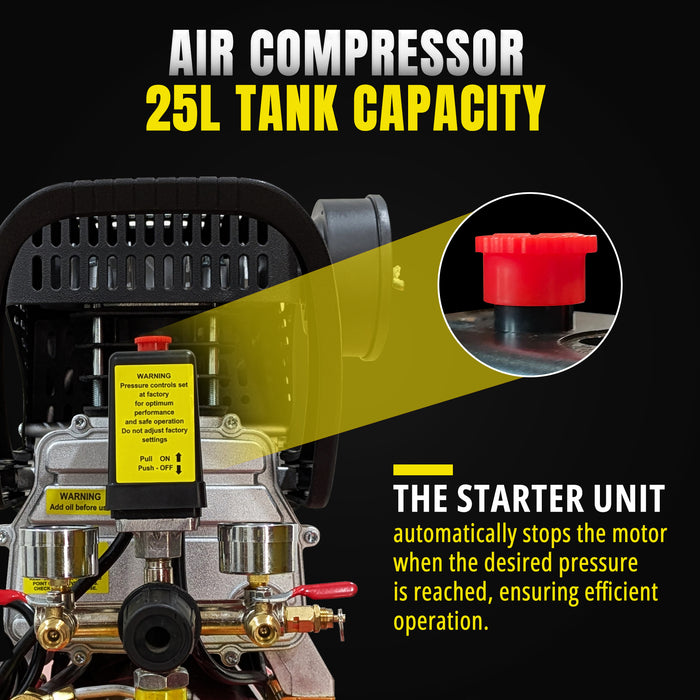 IBELL VORMIR VR DDC25LA  2.0HP Air compressor with 25L tank capacity and discharge of 115PSI