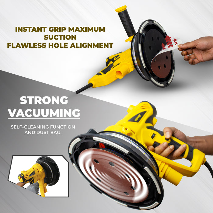 iBELL VORMIR VR DS18-90 Drywall Sander | 900W Variable Speed 1400–2700 RPM | 180mm /7" Disc, LED Light, 32mm Dust Port | Wall & Ceiling Sander, Dust-Free Sanding Tool, Class II Protection|6 Months Warranty