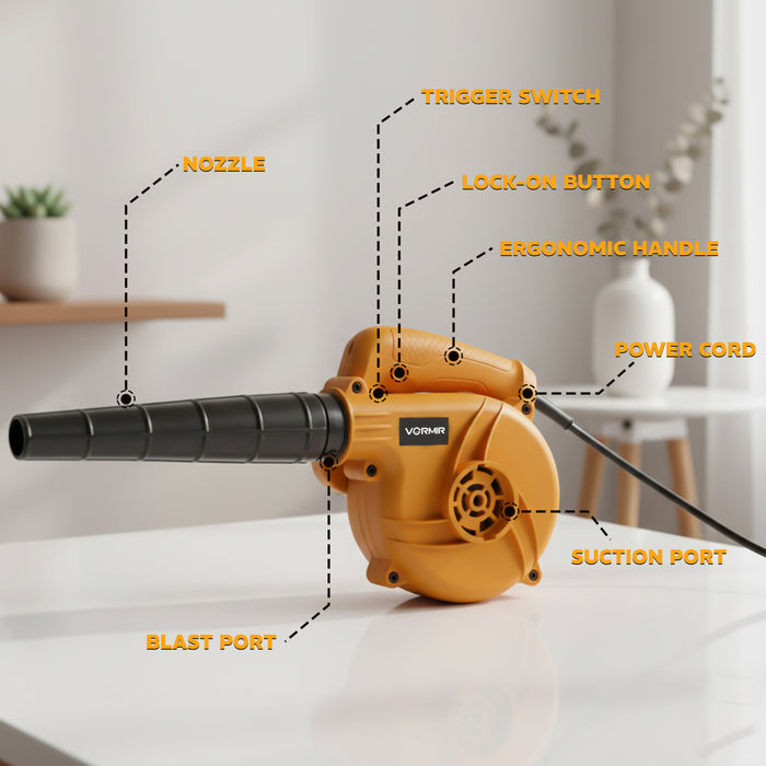 IBELL VORMIR VR EB60-80 800W Air Blower Machine with 16,000 RPM | High Air Flow 2.5 m³/min | Lightweight & Compact Design | Ideal for Cleaning Dust, Leaves, PC, Car, Home & Garden | 6 Months Warranty