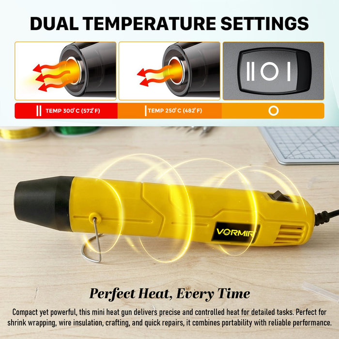 IBELL VORMIR VR HG20-45 Mini Heat Gun 450W | 250–300°C Compact Hot Air Tool for DIY, Craft, Shrink Tubing & Repair Work | Class II Protection | 220-240V Heat Gun-6 months warranty