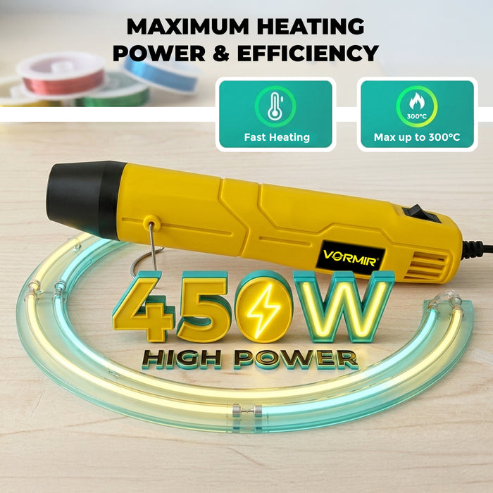 IBELL VORMIR VR HG20-45 Mini Heat Gun 450W | 250–300°C Compact Hot Air Tool for DIY, Craft, Shrink Tubing & Repair Work | Class II Protection | 220-240V Heat Gun-6 months warranty