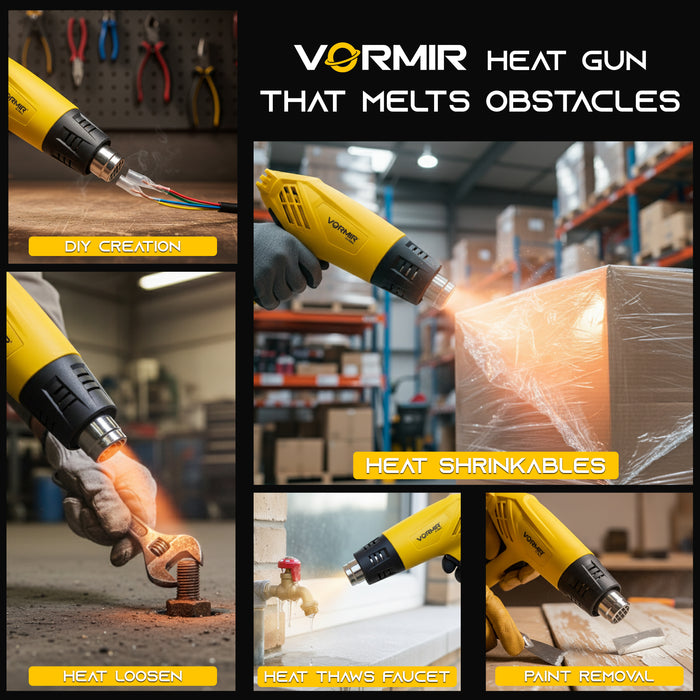 iBELL VORMIR VR HG20-50 Heavy Duty Heat Gun 2000W | Dual Temperature 50°C/600°C | Hot Air Blower for Paint Removal, Shrink Wrapping, Plastic Bending & DIY Applications- 6 months warranty
