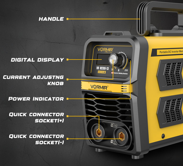 Renewed – iBELL VORMIR VRM200-13 Inverter MMA Welding Machine (Home/DIY) 200A with Hot Start, Anti-Stick Functions – 1-Year Warranty – with Minor Body Scratches – Full Warranty