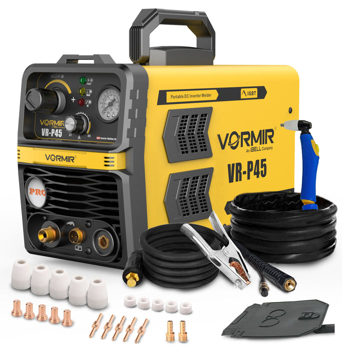 Renewed – iBELL VORMIR VR P45 45A ARC Air Plasma Cutter 295V IGBT Inverter Metal Plasma Cutting Machine – 1-Year Warranty – with Minor Body Scratches – Full Warranty
