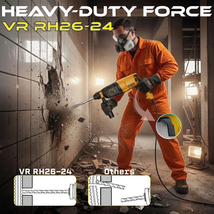 IBELL VORMIR Rotary Hammer Drill Machine VR RH 26-24, SDS Chuck, 800W, Copper Armature, 900RPM, Speed 4000/min, 26 mm, Impact Energy 3J