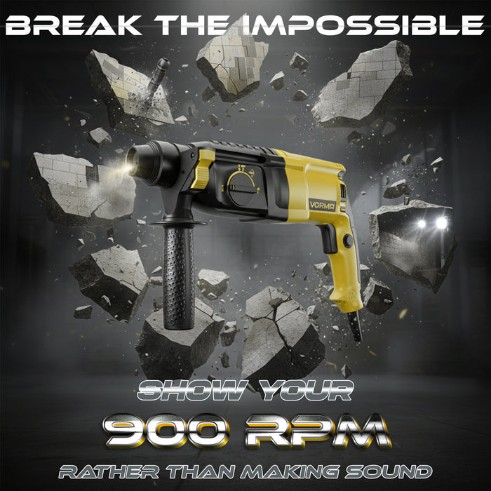 IBELL VORMIR Rotary Hammer Drill Machine VR RH 26-24, SDS Chuck, 800W, Copper Armature, 900RPM, Speed 4000/min, 26 mm, Impact Energy 3J
