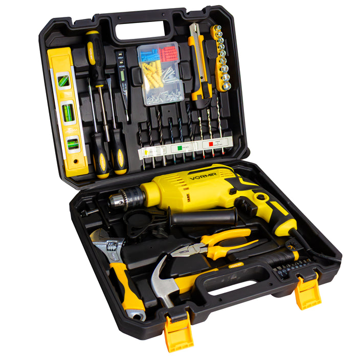 iBELL VORMIR VR TD13-139 Impact Drill Machine Kit – 13mm Chuck, 680W Electric Drill with Copper Armature, 2800 RPM, Forward/Reverse, Hammer & Rotary Function, DIY Home Repair Tool Set with Accessories,6 Months Warrenty