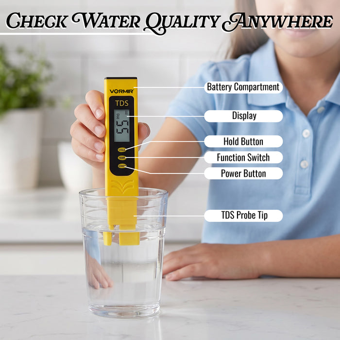VORMIR VR TM10-99 Digital TDS Meter | 0–9990 PPM Water Quality Tester | ±2% Accuracy | Temperature Compensation | Hold & Auto Power-Off | Portable TDS Testing Pen for Drinking Water, RO & Aquariums, 12 Months Warranty