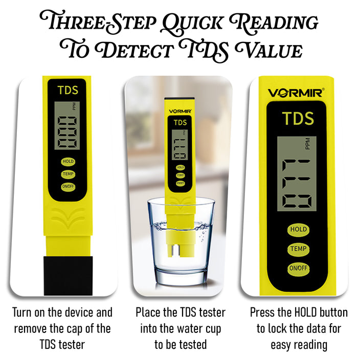 VORMIR VR TM10-99 Digital TDS Meter | 0–9990 PPM Water Quality Tester | ±2% Accuracy | Temperature Compensation | Hold & Auto Power-Off | Portable TDS Testing Pen for Drinking Water, RO & Aquariums, 12 Months Warranty