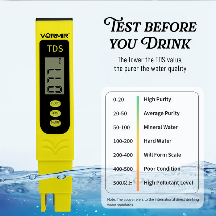 VORMIR VR TM10-99 Digital TDS Meter | 0–9990 PPM Water Quality Tester | ±2% Accuracy | Temperature Compensation | Hold & Auto Power-Off | Portable TDS Testing Pen for Drinking Water, RO & Aquariums, 12 Months Warranty