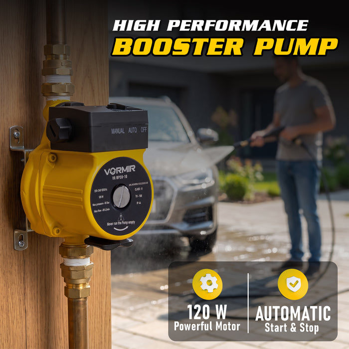 IBELL VORMIR VR WP30-10 Water Pressure Booster Pump 120W | 30L/Min Flow Rate | 10M Max Head | 10 Bar (145 PSI) Pressure | IP44 Water Pump for Home, Bathroom & Water Supply