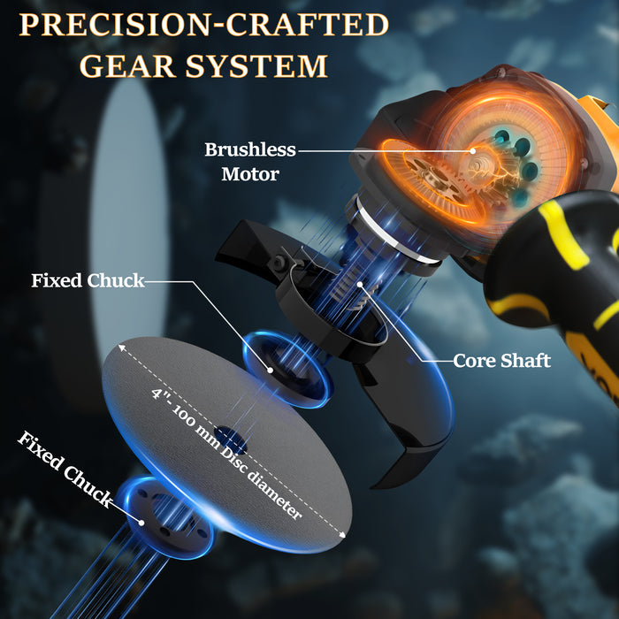 iBELL VORMIR VR BA21-65 Cordless Angle Grinder | 100mm Disc | 20V Brushless Motor | Variable Speed 5000–9000 RPM | 650W Max Power | Li-ion Battery & Fast Charger | 12 Months Warranty