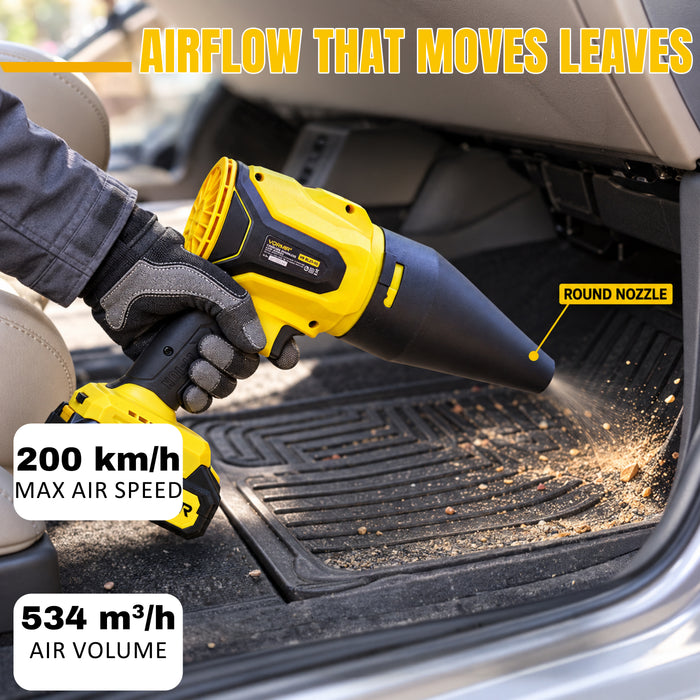 VORMIR VR BL21-55 Cordless Leaf Blower Brushless, 20V MAX, 32000 RPM, 200 km/h Max Air Speed, 534 m³/h Air Volume, 6-Speed Variable Adjustment, Class II, Powerful Garden & Yard Blower, 12 Months Warranty