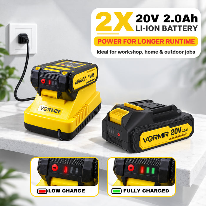 VORMIR VR BL21-55 Cordless Leaf Blower Brushless, 20V MAX, 32000 RPM, 200 km/h Max Air Speed, 534 m³/h Air Volume, 6-Speed Variable Adjustment, Class II, Powerful Garden & Yard Blower, 12 Months Warranty