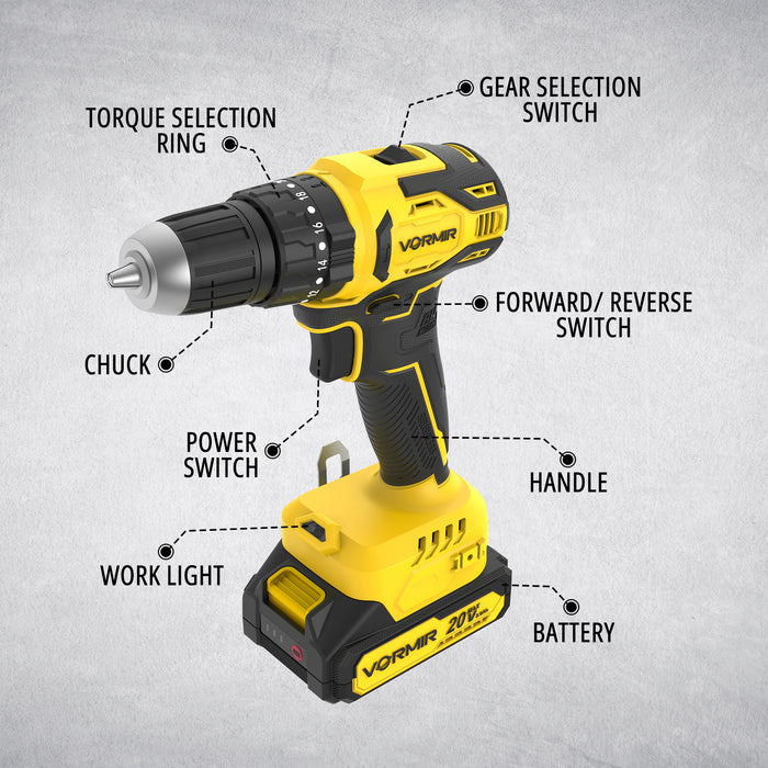 iBELL VR BT21-38 Cordless Brushless Impact Drill Tool Box | 20V Max | 2-Speed Gear | 38Nm Torque | 10mm Chuck | Li-ion Battery | Suitable for Wood, Steel & Concrete | DIY & Professional Use