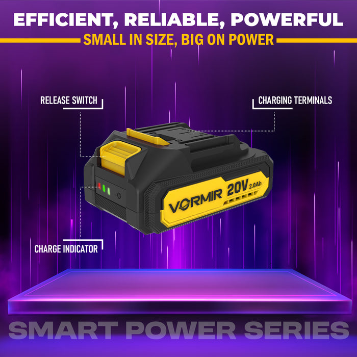 iBELL VORMIR SMART POWER SERIES 18.5V 2.0Ah Li-ion Battery | Compact Rechargeable Battery Pack | Compatible with All SPS Series Tools – VR LXV1B 18560