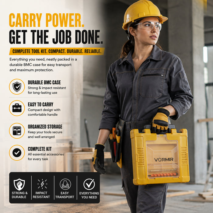 iBELL VORMIR VR CD12-45 Cordless Drill Driver, 12V, 0-400/0-1450 rpm, 25Nm Torque, 10 mm Chuck, 2 x 1500mAh Li-Ion Batteries, Fast Charger, 1 Hour Charging, 22 Accessories in BMC Box, Compact Design