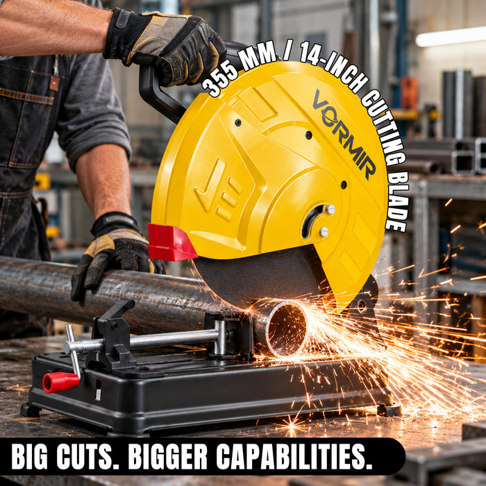 VORMIR VR CM35-26 355mm Cut-Off Machine, 2400W Heavy Duty Electric Cut-Off Saw, 3900 RPM, 14-Inch Cutting Blade, Metal Cutting Machine for Steel, Iron, Pipes & Fabrication Work, 6 Months Warranty