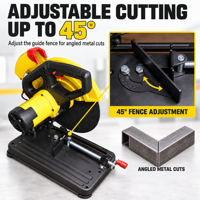 VORMIR VR CM35-26 355mm Cut-Off Machine, 2400W Heavy Duty Electric Cut-Off Saw, 3900 RPM, 14-Inch Cutting Blade, Metal Cutting Machine for Steel, Iron, Pipes & Fabrication Work, 6 Months Warranty