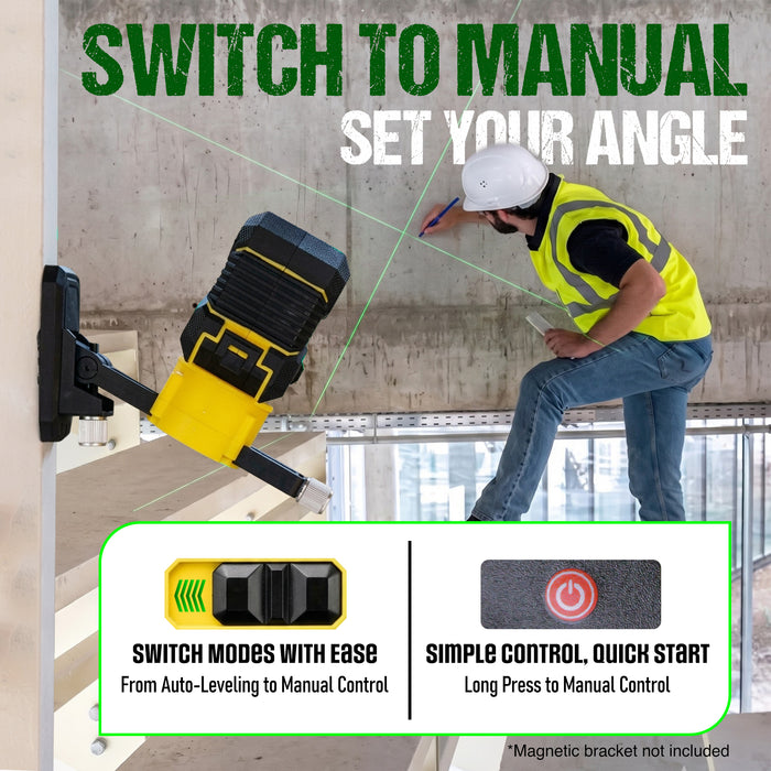 VORMIR VR LL2-52 Professional Line Laser Level | 520nm Green Laser | 1H+1V Cross Line | ±3° Self-Leveling | ±1mm Accuracy at 40m | Pulse Mode | 3 Brightness Settings | 2×AA, 12 Months Warranty