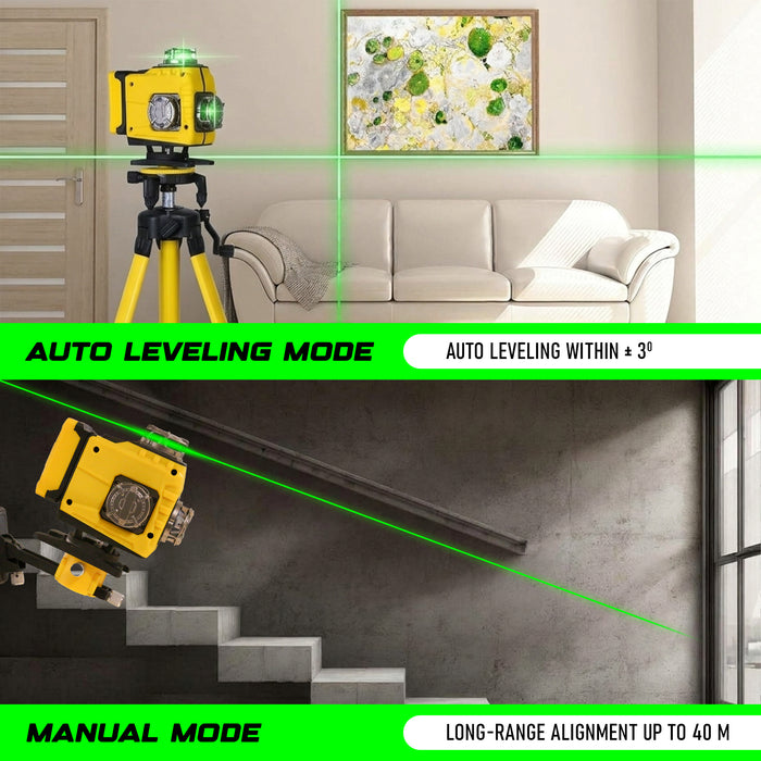VORMIR VR LL6-16 Professional Line Laser Level, 8 Horizontal & 8 Vertical Laser Lines, 515nm Green Laser, ±3° Auto Compensation, 40m Working Range, ±1mm/7m Accuracy, Large Capacity Lithium Battery, 12 Months Warranty