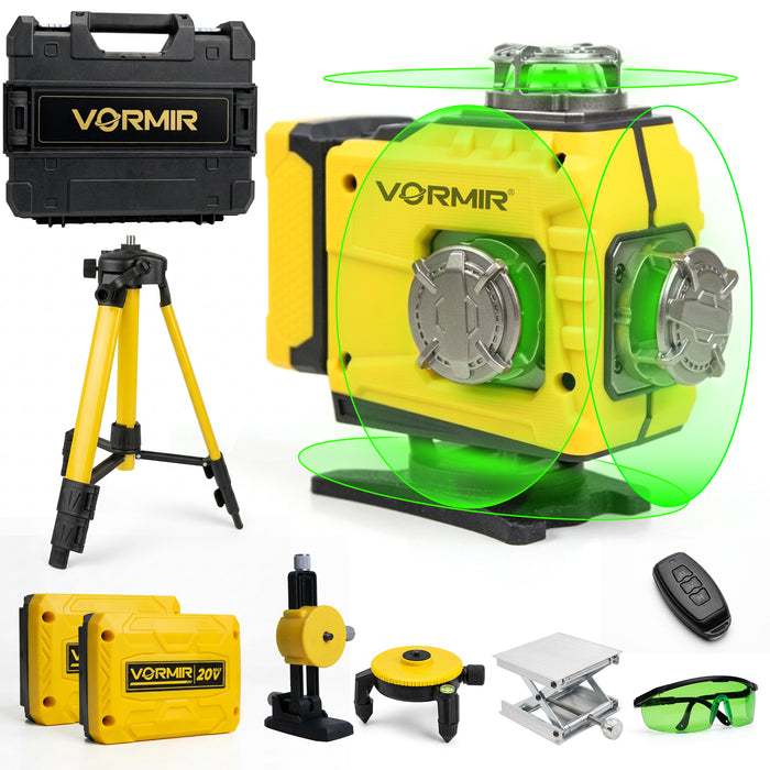 VORMIR VR LL6-16 Professional Line Laser Level, 8 Horizontal & 8 Vertical Laser Lines, 515nm Green Laser, ±3° Auto Compensation, 40m Working Range, ±1mm/7m Accuracy, Large Capacity Lithium Battery, 12 Months Warranty