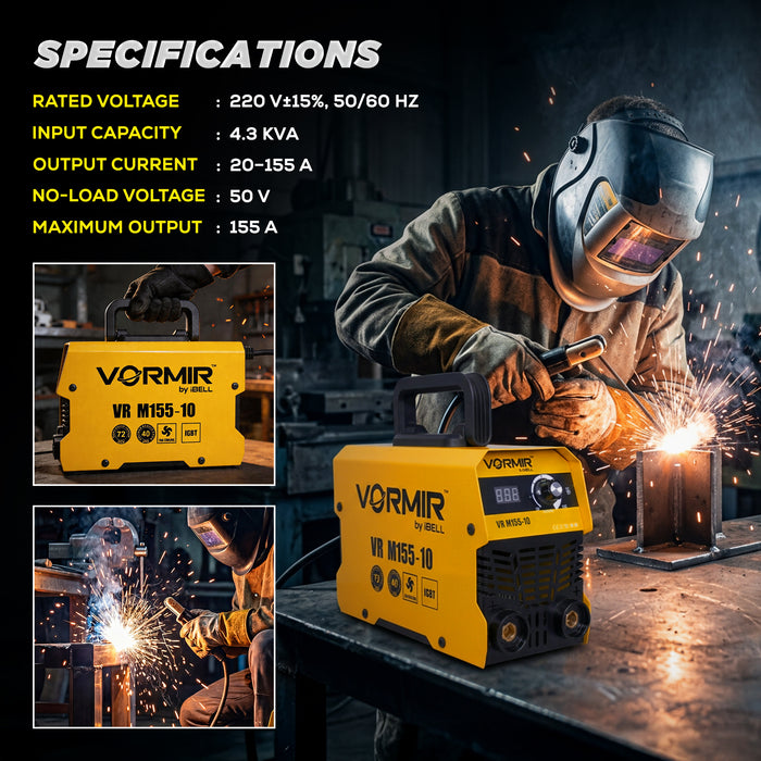iBELL VORMIR VR M155-10 Inverter MMA Welding Machine (Home/DIY) 105A with IGBT, Hot Start, Anti-stick, Arc Force, Provided in BMC Box
