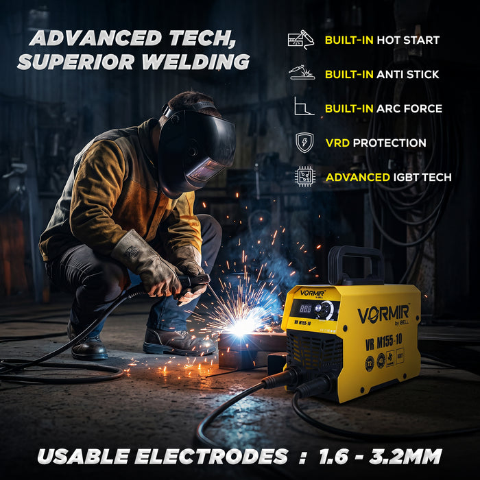 iBELL VORMIR VR M155-10 Inverter MMA Welding Machine (Home/DIY) 105A with IGBT, Hot Start, Anti-stick, Arc Force, Provided in BMC Box