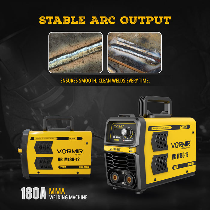 iBELL VORMIR VR M180-12 Inverter MMA Welding Machine (Home/DIY) 180A with Hot Start, Anti-Stick Functions
