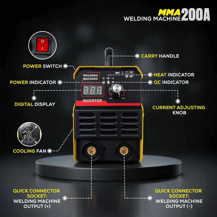 VORMIR Inverter ARC Welding Machine (IGBT) M200-14  200A with Hot Start, Anti-Stick Functions- 1 Year Warranty