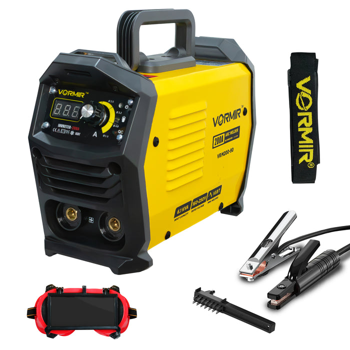 VORMIR M200-90 Inverter ARC Welding Machine (IGBT) 200A with Hot Start, Anti-Stick Functions, Arc Force Control – 1-Year Warranty – with Minor Body Scratches