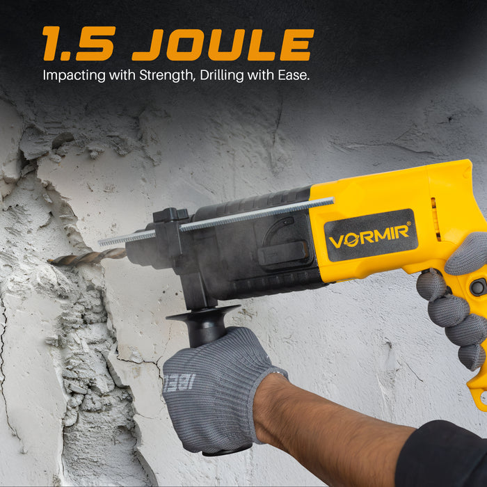 IBELL VORMIR Rotary Hammer Drill VR RH20-23, 500W, Copper Armature, 850RPM, Speed 3900/min, SDS Plus Chuck 20mm, 1.5J with Accessories