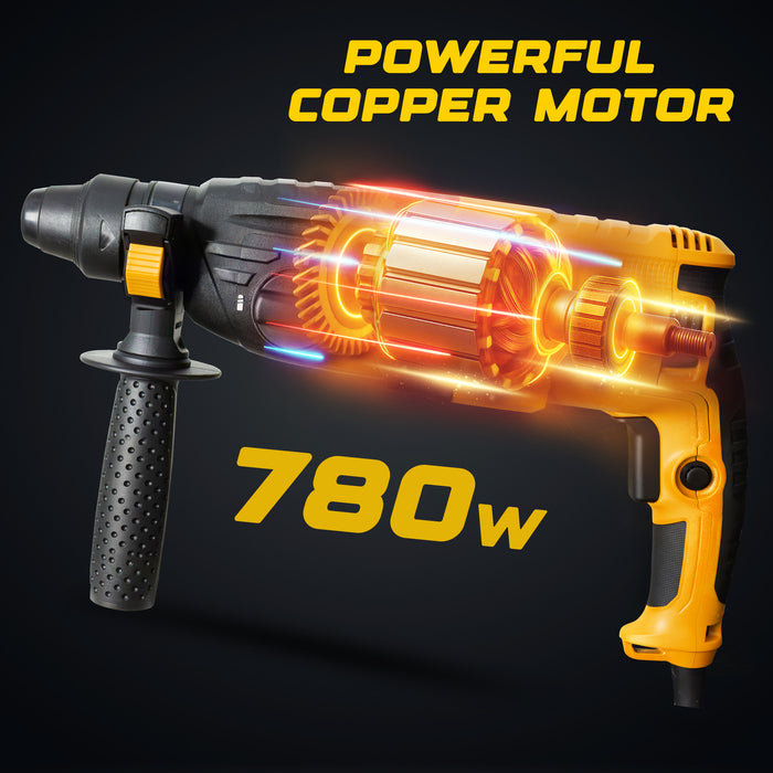IBELL VORMIR Rotary Hammer Drill VR RH26-26, SDS Plus Chuck 26mm, 780W, Copper Armature, 900RPM, Speed 4000/min, Impact Energy 3J