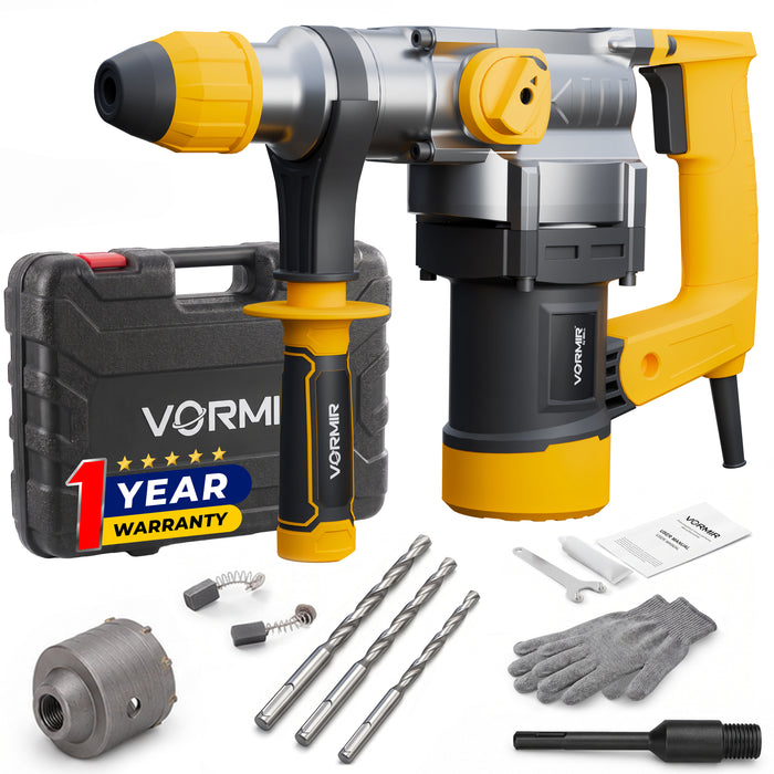 VORMIR Rotary Hammer Drill VR RH28-101, 1000W SDS Plus Core Drill, 26mm Chuck, 5J Impact Energy, 750RPM, 4000 BPM – Heavy Duty Concrete, Masonry & Stone Drilling Machine