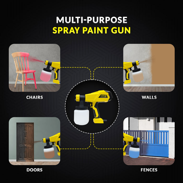 iBELL VORMIR VR SG45-25 Electric HVLP Paint Spray Gun 450W – Portable Painting/Spraying Machine with 800ml Reservoir, Dual Nozzles (1.8mm & 2.6mm), 800ml/min High Flow Rate, Corded Electric