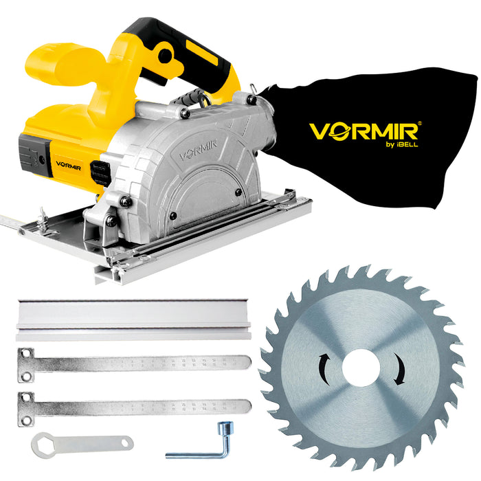 iBELL Vormir VR WC25-30 Dust-Free Wood Cutting Machine | 1250W Motor, 13,000 RPM, 125mm (5”) Cutting Wheel, 40mm Cutting Depth | Class II Protection | Clean & Precise Cutting Tool for Wood & Boards | 6-Month Warranty