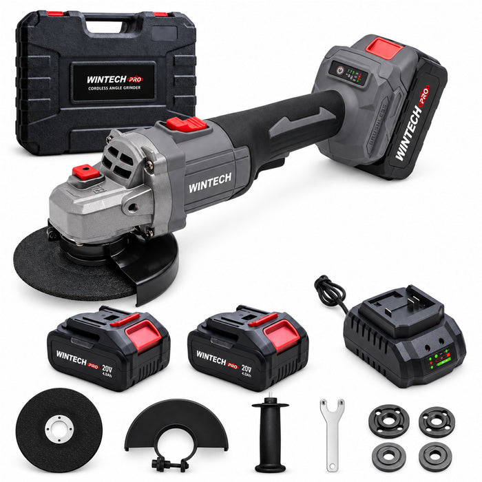 WINTECH PRO WT BA21-85 Cordless Angle Grinder 20V DC, 800W Max Power, Brushless Motor, 0–8500 RPM, 125mm Disc, M14 Spindle, Electric Grinder for Cutting, Grinding, Deburring & Polishing