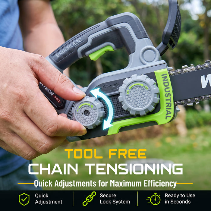 WINTECH PRO WT BS18-12 Cordless Chainsaw Brushless 21V | 800W Motor | 12-Inch Guide Bar | 13m/s Chain Speed | 5780RPM Electric Chainsaw with Automatic Chain Lubrication