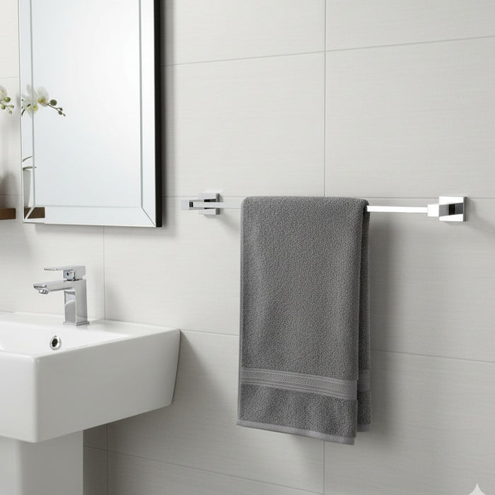 IBL 33-SH iBELL 60 cm (24-Inch) Towel Rod | Towel Rack for Bathroom | Towel Bar | Towel Hanger | Towel Stand | Bathroom Accessories - Square Design (Chrome Finish)