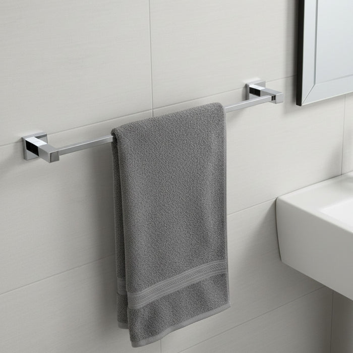 IBL 33-SH iBELL 60 cm (24-Inch) Towel Rod | Towel Rack for Bathroom | Towel Bar | Towel Hanger | Towel Stand | Bathroom Accessories - Square Design (Chrome Finish)