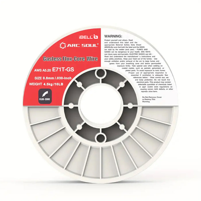 IBELL ARC SOUL4.9 KG.76.2cm-(0.8 Mm) Mild Steel Mag Flux Core Welding Wire, E71T-GS On 4.9 KG Spool, Professional Mild Steel MAG Gasless Wire With Low Splatter And For All Position Gasless Welding, Suitable for IBELL M250 Pro / M220-81 Welding Machines