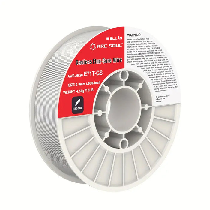 IBELL ARC SOUL4.9 KG.76.2cm-(0.8 Mm) Mild Steel Mag Flux Core Welding Wire, E71T-GS On 4.9 KG Spool, Professional Mild Steel MAG Gasless Wire With Low Splatter And For All Position Gasless Welding, Suitable for IBELL M250 Pro / M220-81 Welding Machines