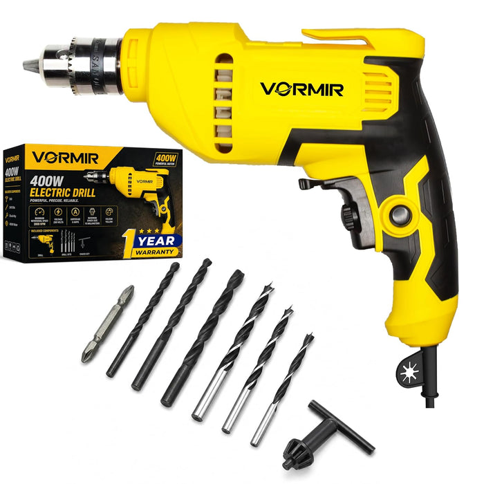 VORMIR VR ED06-91 Electric Drill, 400W, 2800 RPM, 10mm Chuck, Variable Speed, Forward/Reverse for Wood & Metal