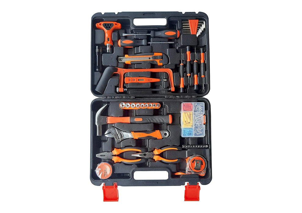 iBELL TB145-9, 145 Piece Socket Wrench Auto Repair Tool Combination Package Mixed Tool Set Hand Tool Kit with Plastic Toolbox Storage Case