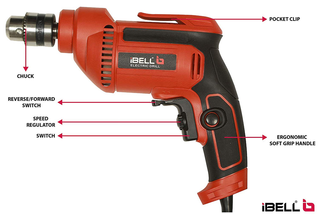 iBELL ED10-30 Electric Drill 10MM, 500W, 2800RPM - 6 Months Warranty
