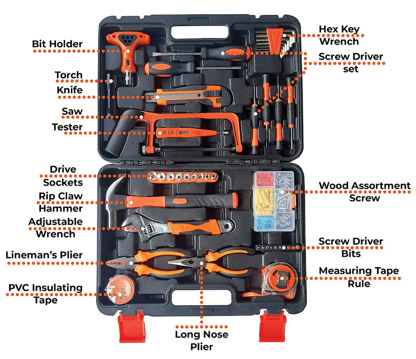 iBELL TB145-9, 145 Piece Socket Wrench Auto Repair Tool Combination Package Mixed Tool Set Hand Tool Kit with Plastic Toolbox Storage Case
