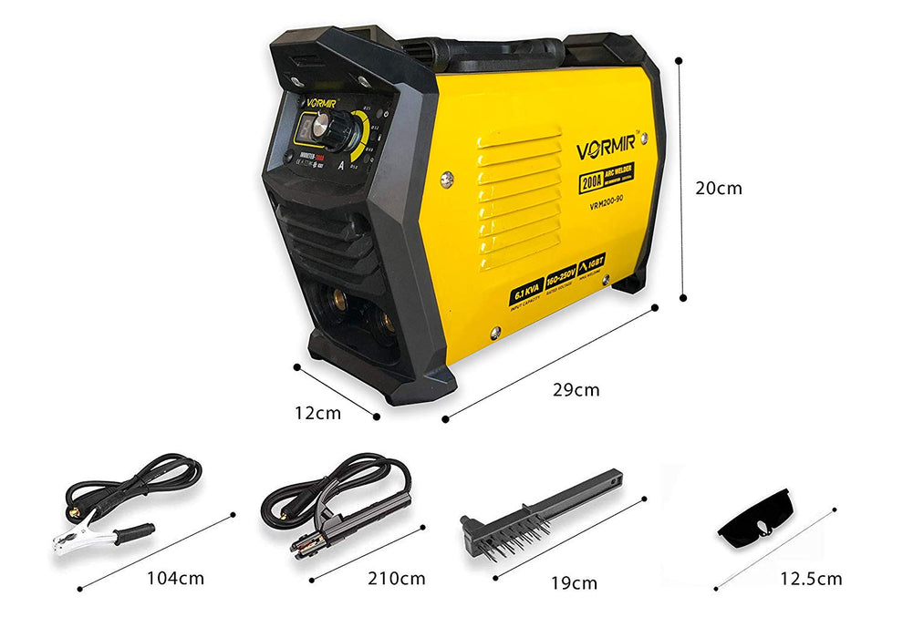 VORMIR M200-90 Inverter ARC Welding Machine (IGBT) 200A with Hot Start, Anti-Stick Functions, Arc Force Control – 1-Year Warranty – with Minor Body Scratches