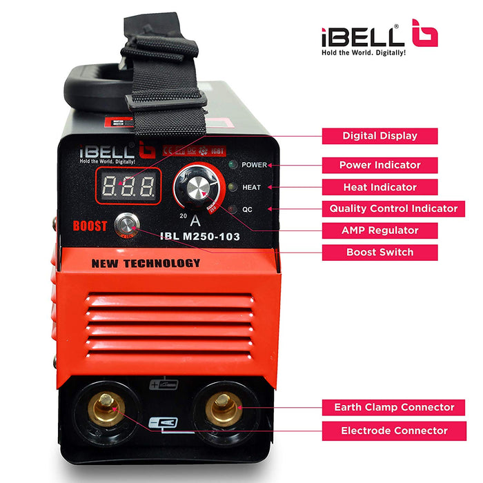 iBELL Inverter ARC Welding Machine (IGBT)M250-103,  250A with Hot Start,Anti-Stick,Arc Force,Power Boost Functions- 1 Year Warranty