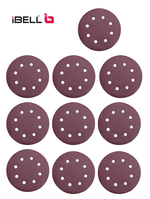 iBELL 180 mm/7-inch Sanding Disc with 8 Holes for Dust Vacuum 100 Grit (Brown)- Pack of 10 Pieces