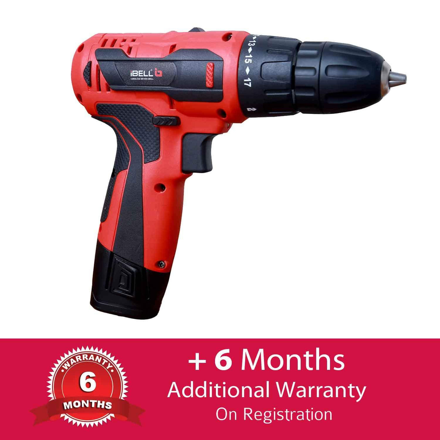 iBELL Cordless Driver Drill CD1274, 12Volts (2 Battery+BMC Box+Extra